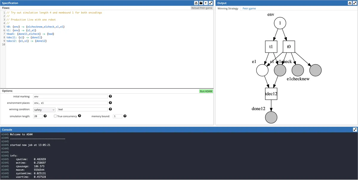A preview of the adam online interface.